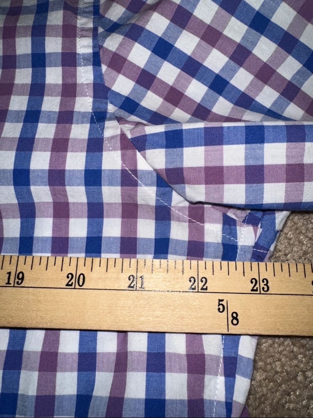 Goodthreads Purple & White Check Ruffle Collar Button-Down - Picture 6 of 7